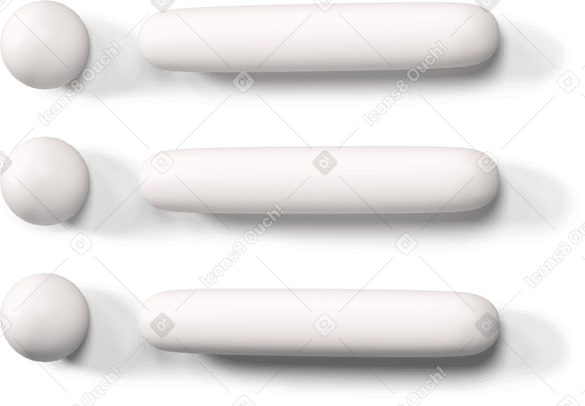 3D White checklist with round items turned to the left Illustration in PNG, SVG