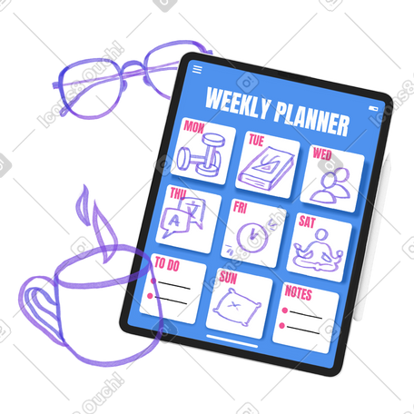 Schedule planning on tablet PNG, SVG