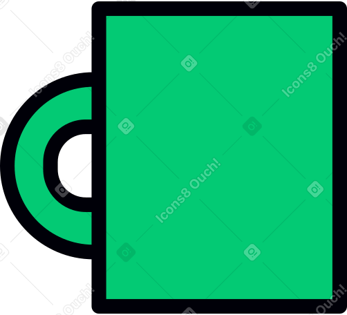 green mug with handle Illustration in PNG, SVG