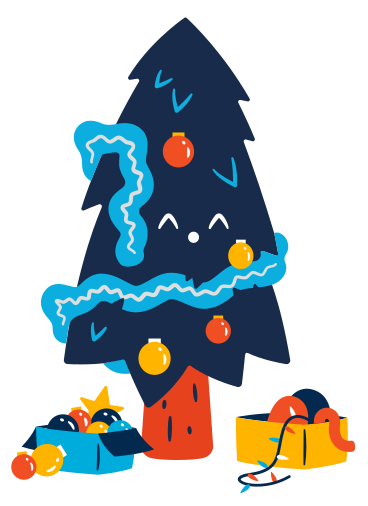 Christmas tree in the process of decorating PNG, SVG