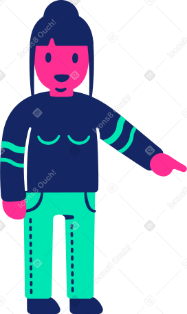 man pointing down Illustration in PNG, SVG