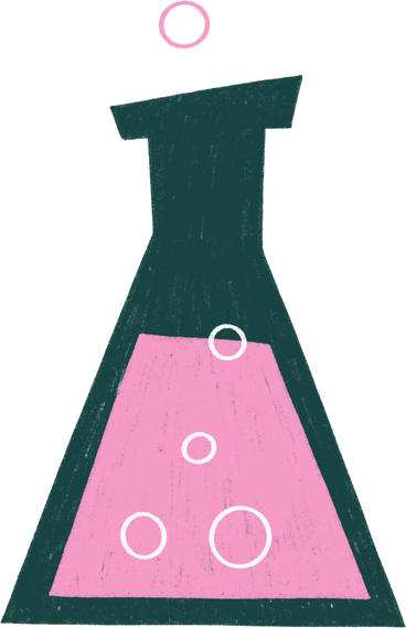 chemical glass flask with pink liquid and bubbles PNG、SVG