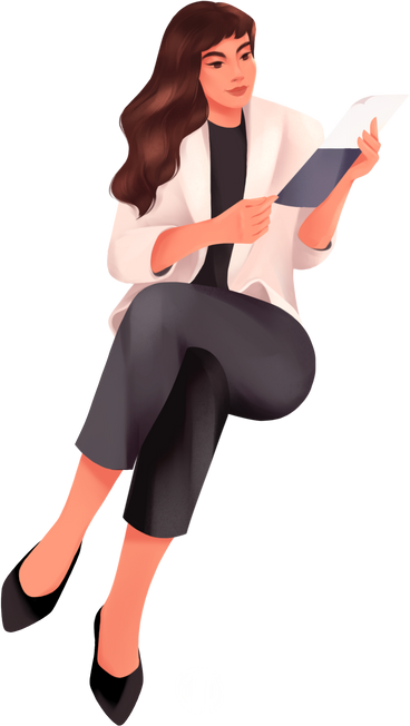 Woman sitting and holding an envelope PNG, SVG