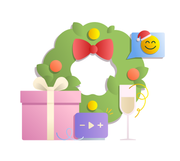 Christmas with a wreath PNG, SVG