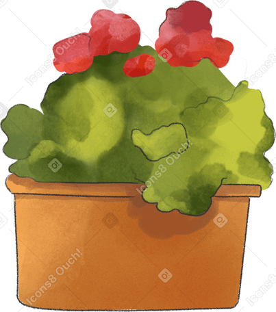 Fleur rouge dans un pot PNG, SVG
