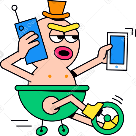 Illustration cyclist with phone aux formats PNG, SVG