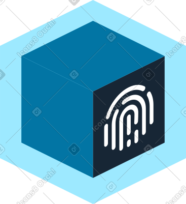 Cube blue fingerprint icon PNG, SVG