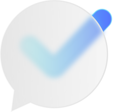 glass speech bubble with check mark PNG, SVG