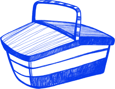 blue wicker picnic basket PNG, SVG