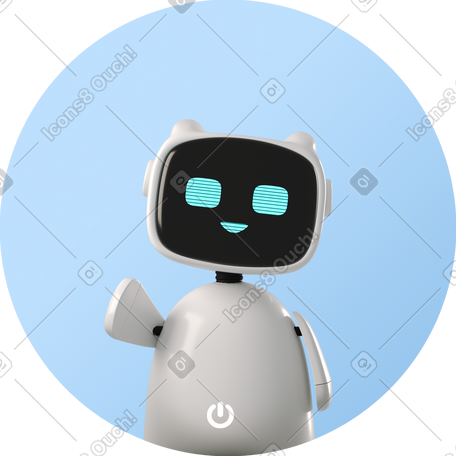 3D robot waving its hand PNG, SVG