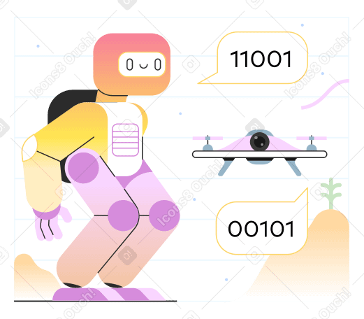 Robots and drones Illustration in PNG, SVG