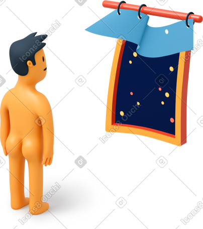 3D 晚上站在窗前的裸男 PNG, SVG