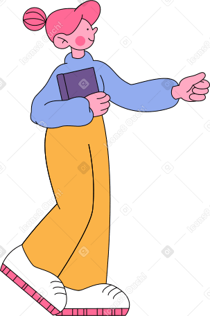 girl with book Illustration in PNG, SVG