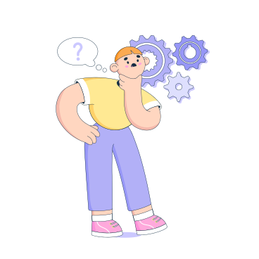 Man looks at the gears and decides the question PNG, SVG