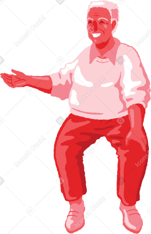 chubby old man sitting front PNG, SVG