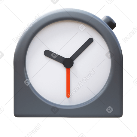 3D alarm clock Illustration in PNG, SVG