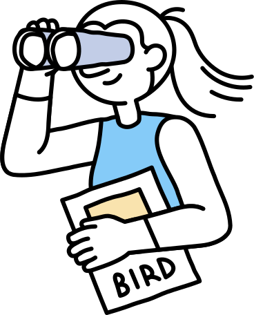 Young woman watching birds PNG, SVG