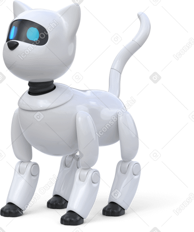 3D side view of robot cat standing PNG, SVG