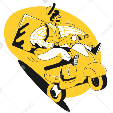 Excited deliveryman riding a scooter PNG, SVG