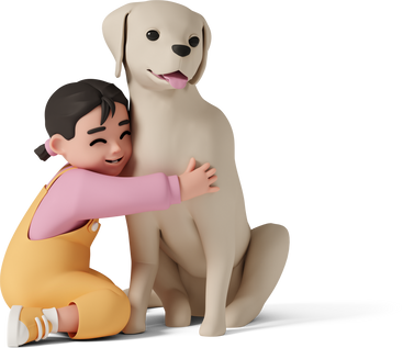 happy baby girl hugging dog PNG, SVG