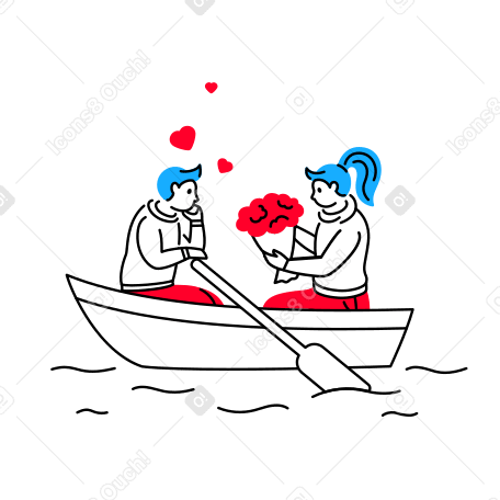 Homem dá flores a uma mulher em um barco PNG, SVG