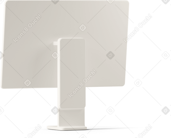 3D rear view of white computer monitor PNG, SVG