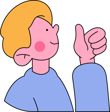 boy looking up and showing thumbs up animated illustration in GIF, Lottie (JSON), AE
