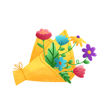 bouquet of flowers in yellow paper PNG, SVG