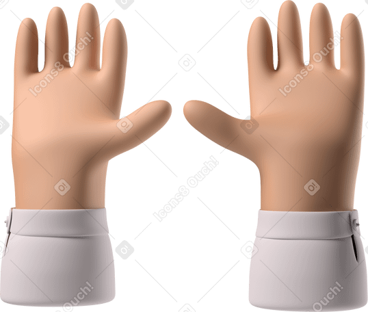 3D Tanned skin hands raised PNG, SVG