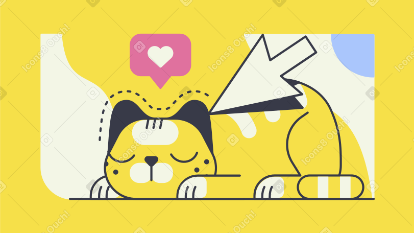 Illustrazione animata Accarezzare il gatto in GIF, Lottie (JSON), AE