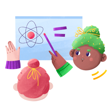 Teacher explaining theory to student PNG, SVG