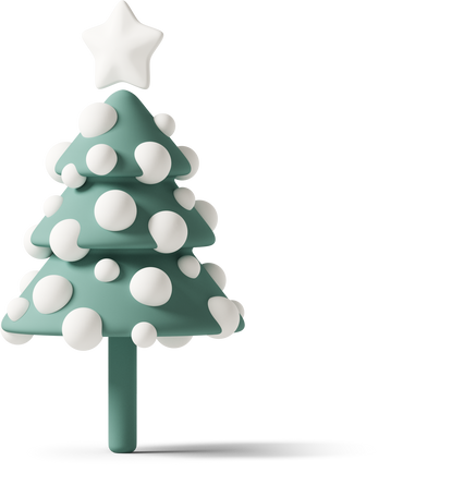 3D decorated christmas tree on ground PNG, SVG