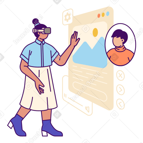 Woman Using Augmented Reality And Mixed Reality Technology PNG, SVG