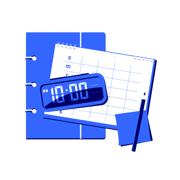 Planner with pencil, calendar and clock PNG, SVG