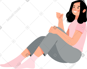 坐着拿着东西的女孩 PNG, SVG