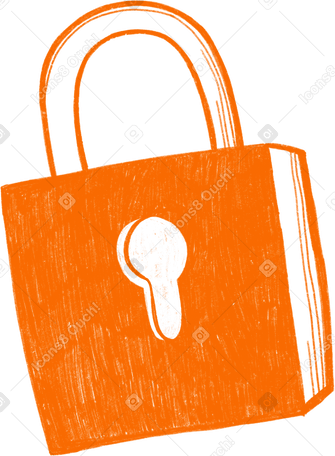 orange padlock Illustration in PNG, SVG
