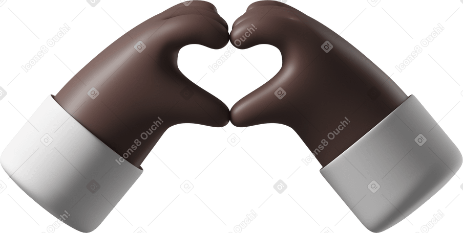 3D 显示心脏标志的黑皮肤手 PNG, SVG