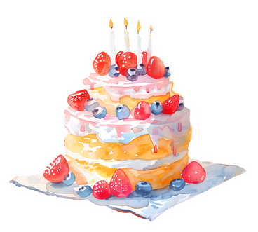 Фруктовый торт на день рождения со свечами  в PNG, SVG