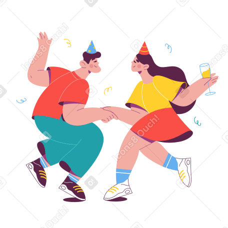 Man and woman dancing at a party Illustration in PNG, SVG