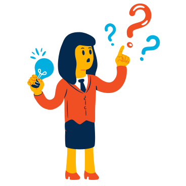 Woman holding an idea light bulb solving the questions PNG, SVG