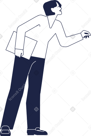 man with folder in his hand Illustration in PNG, SVG