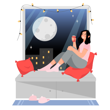 Girl looking at the moon PNG, SVG