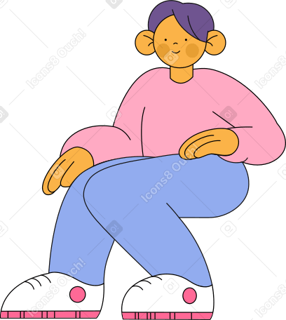 seated man in pink sweater Illustration in PNG, SVG
