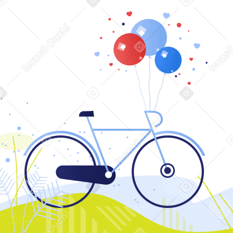 Новый велосипед с воздушными шарами в PNG, SVG