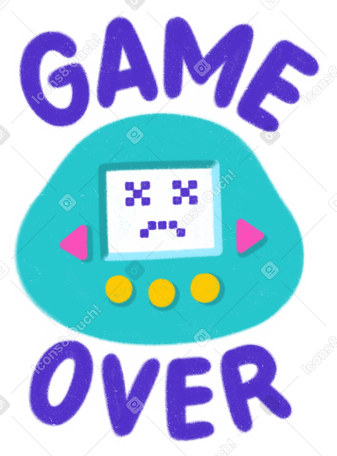 Надпись наклейка с игрой тамагочи над текстом в PNG, SVG