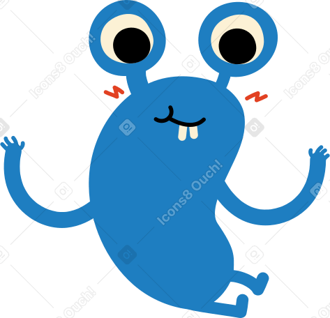 blue character with two eyes is smiling Illustration in PNG, SVG
