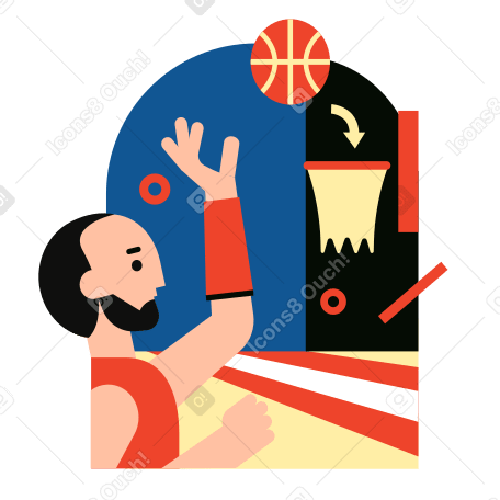 Баскетболист забрасывает мяч в корзину в PNG, SVG