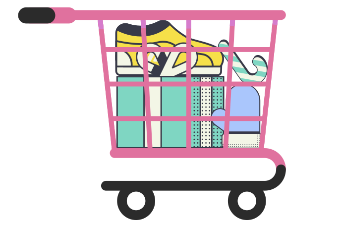 Christmas shopping cart Illustration in PNG, SVG