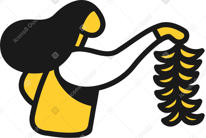 little woman with bananas PNG, SVG