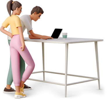 man and woman working at the table в PNG, SVG
